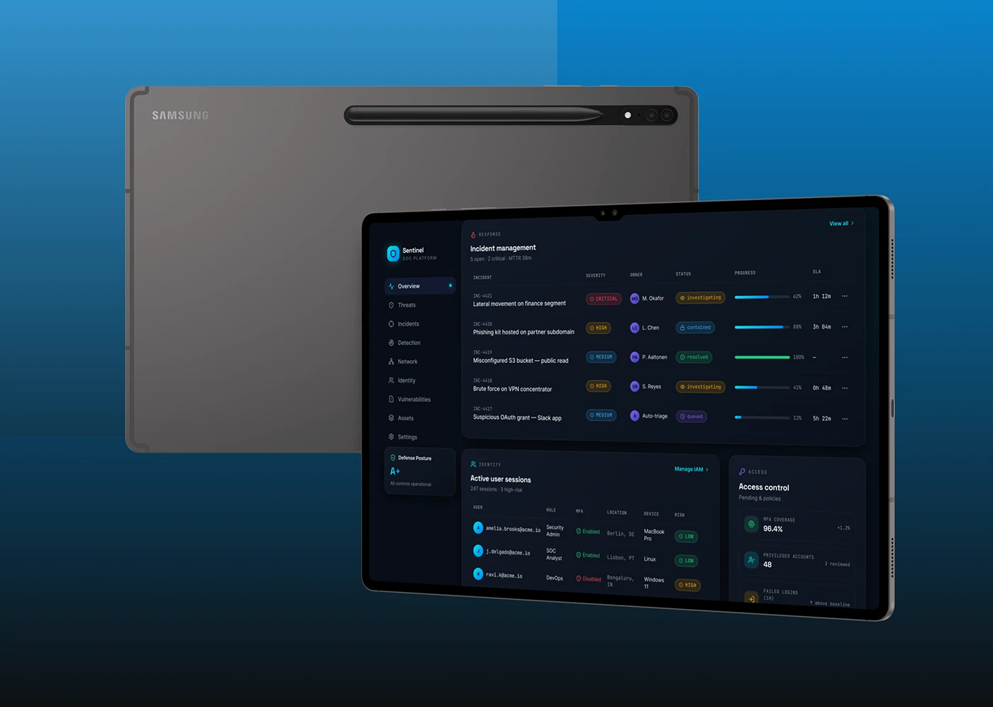Sentinel incident-management interface designed by Shazia Ali